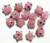 15 8-10mm Milky Pink, White, & Black Bumpy Beads